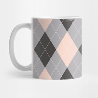 Preppy Pink And Gray Argyle Mug